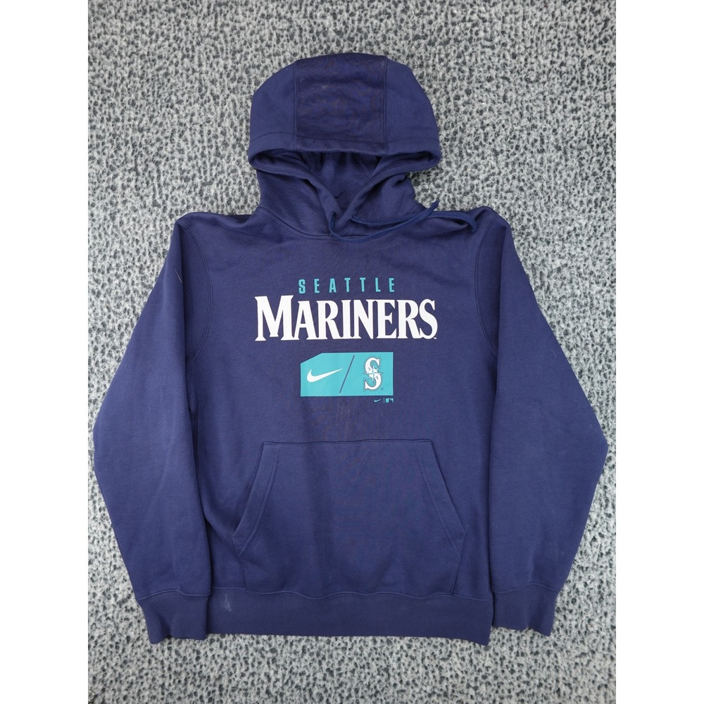 Nike Seattle Mariners Hoodie Mens Medium Navy Blue MLB Graphic Pullover